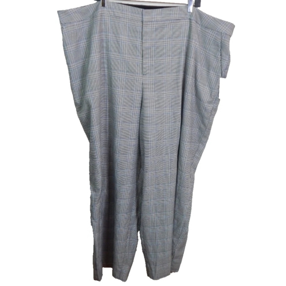 Eloquii Wide Leg Plaid Trousers